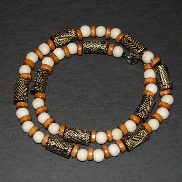 Wood Necklace,Men Wood surfer necklace,Tribal style,Surfer Necklace,Chocker - Picture 2 of 3